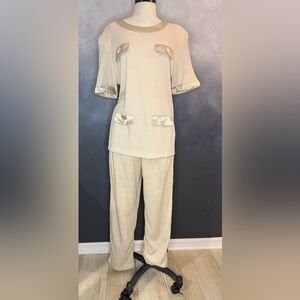Vintage Lacy Afternoon Beige Knit Lounge Set – Size M
